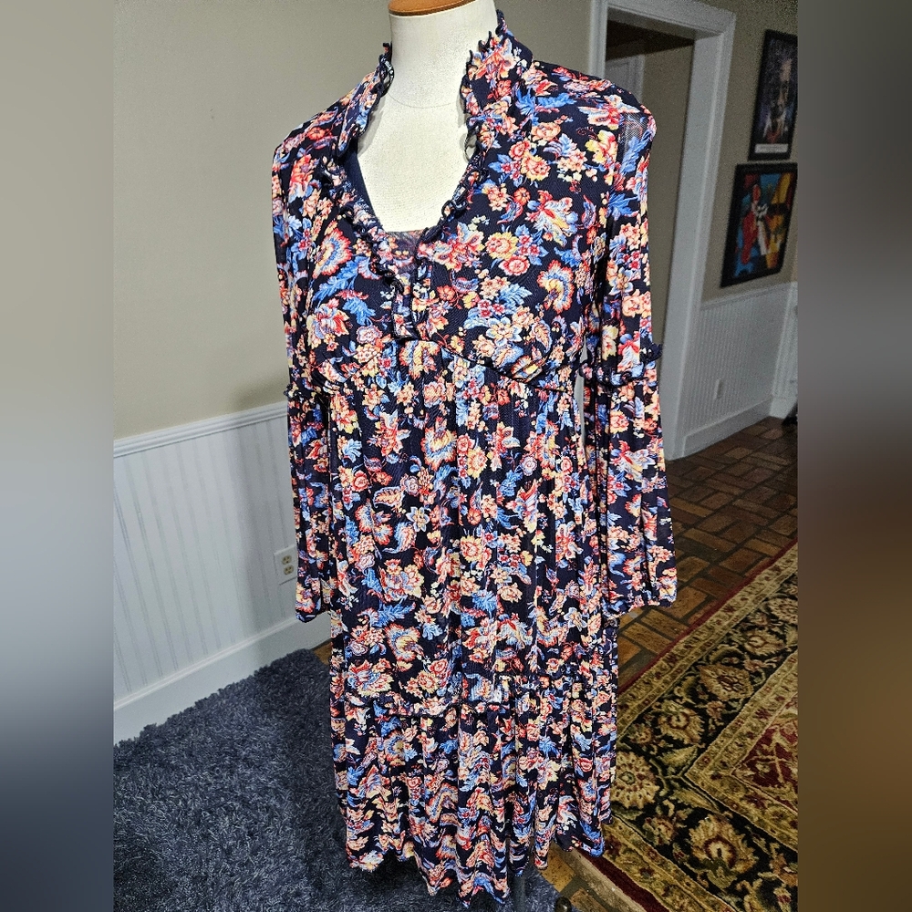Floral Long Sleeve Tiered Dress